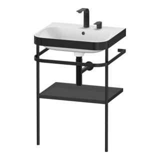 Duravit Meuble lavabo Happy D.2 Plus 57,5x49 cm, 2 trous, graphite mat, avec console