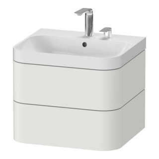 Duravit Meuble lavabo Happy D.2 Plus 57,5x49 cm, 2 trous, Noir mat, 2 tiroirs