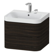 Duravit Meuble lavabo Happy D.2 Plus 57,5x49 cm, 2 trous, noyer, 2 tiroirs