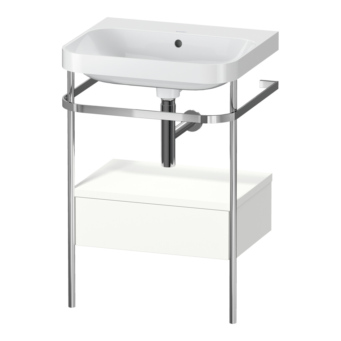 Duravit Meuble lavabo Happy D.2 Plus 57,5x49 cm, sans trop-plein, blanc mat, avec console, 1 tiroir