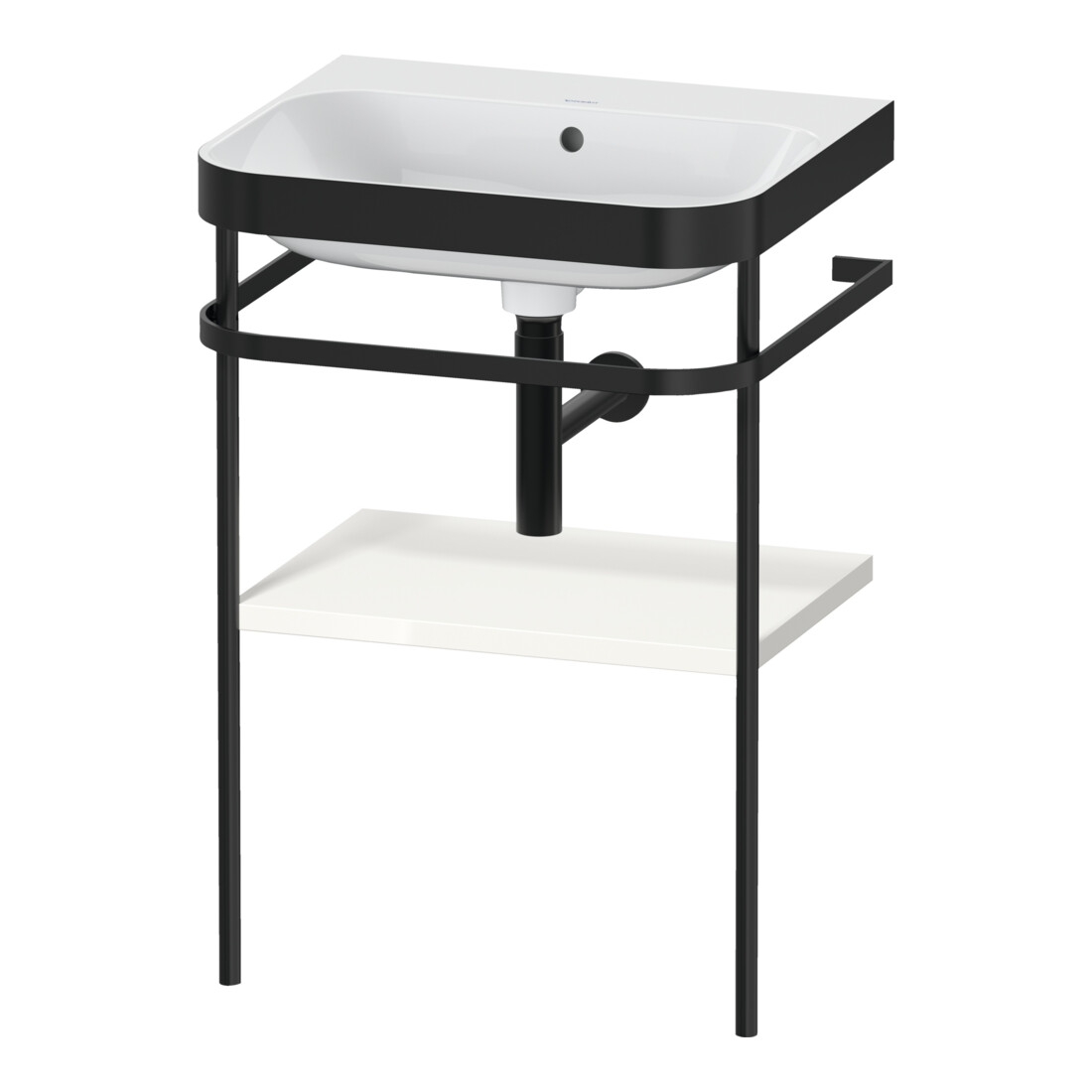 Duravit Meuble lavabo Happy D.2 Plus 57,5x49 cm, sans trou, blanc brillant, avec console