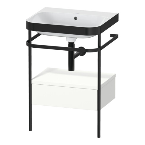 Duravit Meuble lavabo Happy D.2 Plus 57,5x49 cm, sans trou, blanc mat, avec console, 1 tiroir