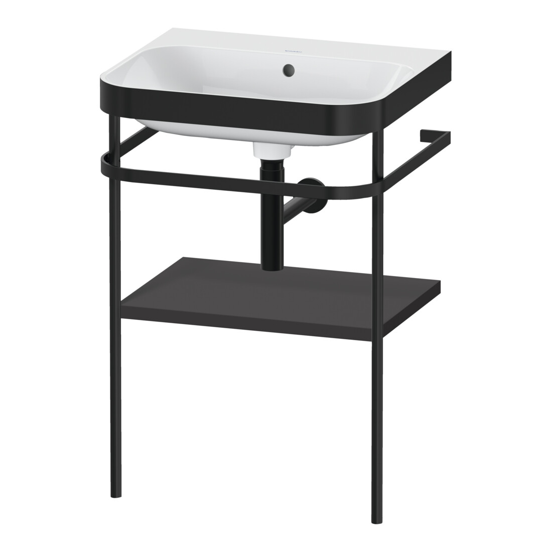 Duravit Meuble lavabo Happy D.2 Plus 57,5x49 cm, sans trou, graphite mat, avec console