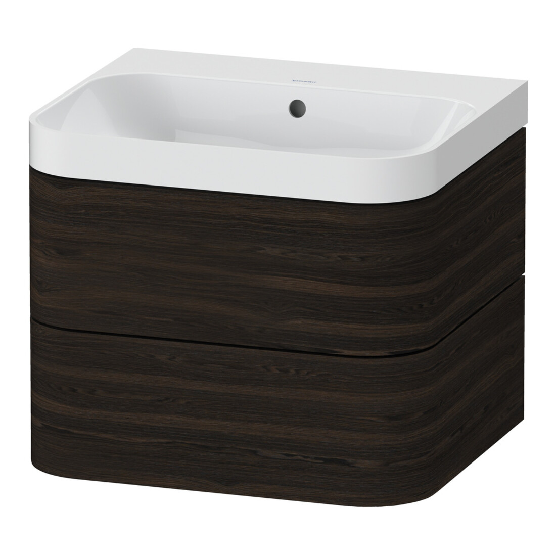 Duravit Meuble lavabo Happy D.2 Plus 57,5x49 cm, sans trou, noyer, 2 tiroirs