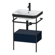 Duravit Meuble lavabo Happy D.2 Plus 57,5x49cm, 1 mitigeur, bleu mat, avec console, 1 tiroir