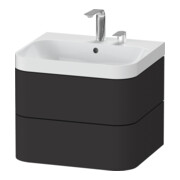 Duravit Meuble lavabo Happy D.2 Plus 57,5x49cm, 2 trous, graphite mat, 2 tiroirs