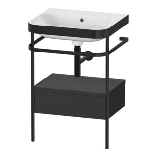 Duravit Meuble lavabo Happy D.2 Plus 57,5x49cm, sans trop-plein, gris mat, avec console, 1 tiroir