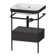 Duravit Meuble lavabo Happy D.2 Plus 57,5x49cm, sans trop-plein, gris mat, avec console, 1 tiroir