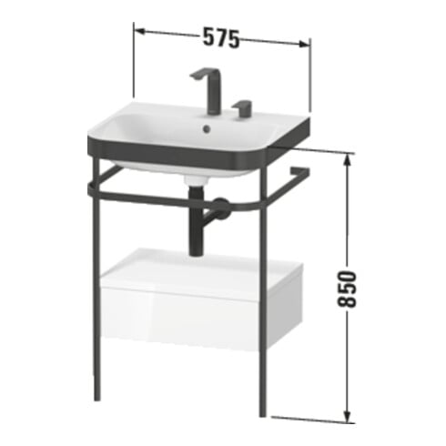Duravit Meuble lavabo Happy D.2 Plus 57,5x49cm, sans trou robinet, avec console, 1 tiroir