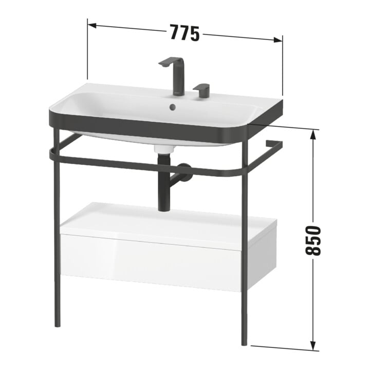 Duravit Meuble lavabo Happy D.2 Plus 77,5x49 cm, 1 robinet, avec console, 1 tiroir