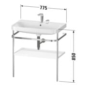 Duravit Meuble lavabo Happy D.2 Plus 77,5x49 cm, 2 trous, blanc mat, avec console-3