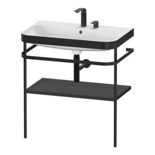 Duravit Meuble lavabo Happy D.2 Plus 77,5x49 cm, 2 trous, graphite mat, avec console