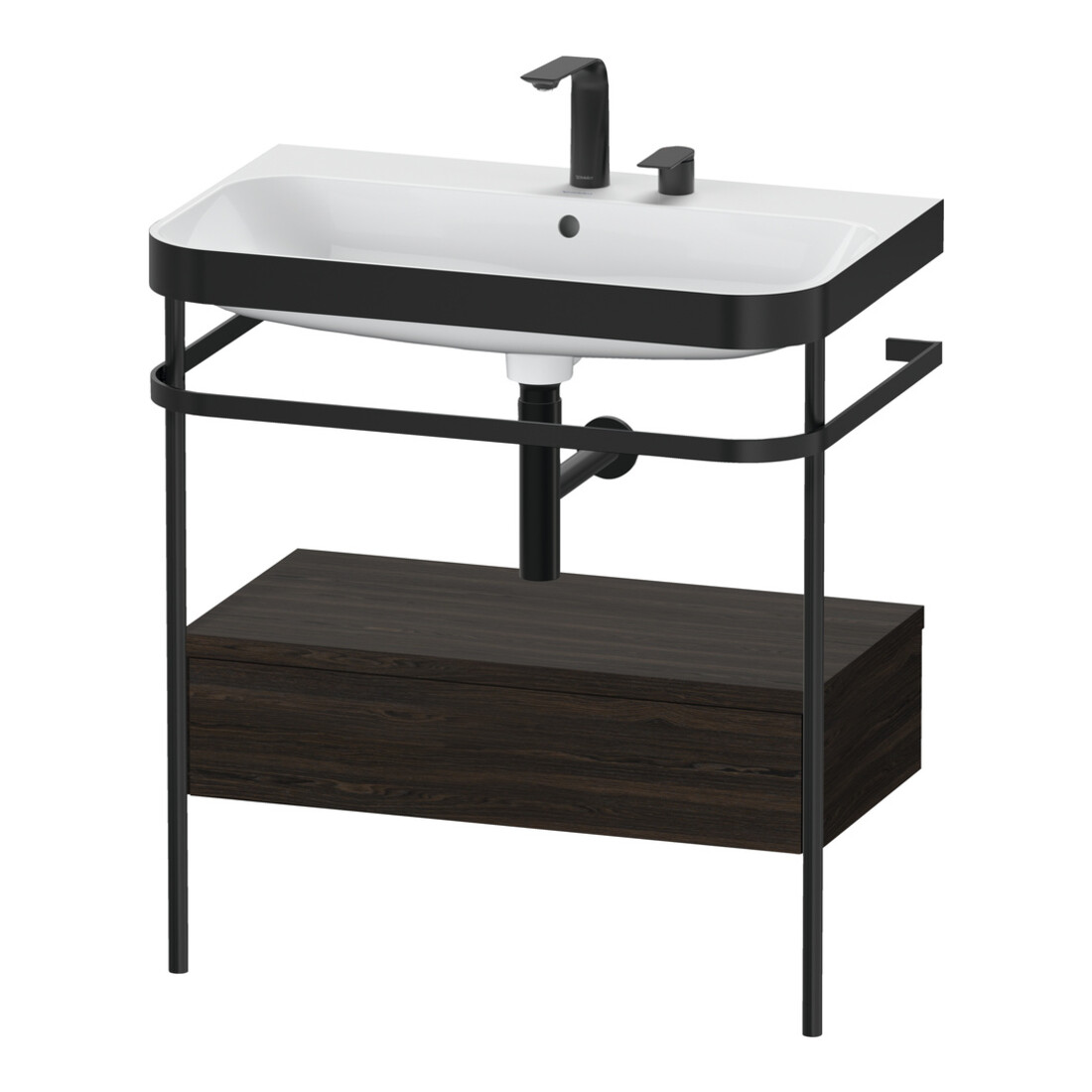 Duravit Meuble lavabo Happy D.2 Plus 77,5x49 cm, 2 trous, N, avec console, 1 tiroir