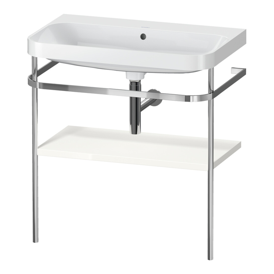 Duravit Meuble lavabo Happy D.2 Plus 77,5x49 cm, sans trou robinet, blanc brillant, avec console