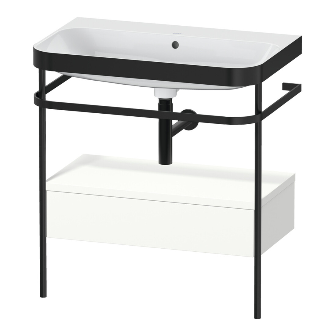 Duravit Meuble lavabo Happy D.2 Plus 77,5x49 cm, sans trou robinet, blanc mat, avec console, 1 tiroir