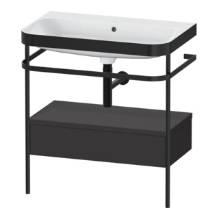 Duravit Meuble lavabo Happy D.2 Plus 77,5x49cm, sans trop-plein, gris mat, avec console, 1 tiroir