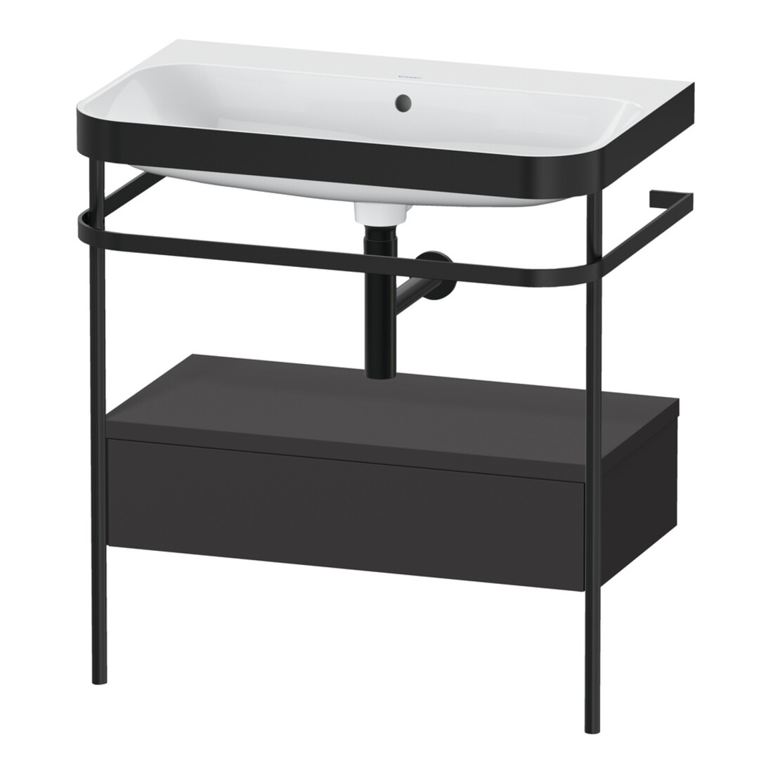 Duravit Meuble lavabo Happy D.2 Plus 77,5x49cm, sans trop-plein, gris mat, avec console, 1 tiroir