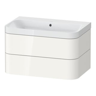 Duravit Meuble lavabo Happy D.2 Plus 77,5x49cm, sans trou, blanc brillant, 2 tiroirs