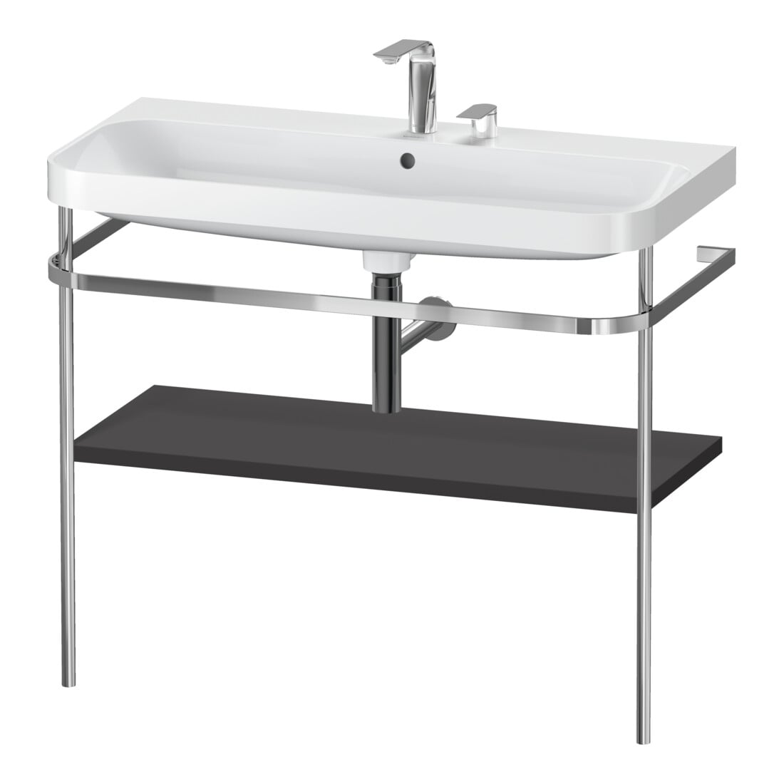 Duravit Meuble lavabo Happy D.2 Plus 97,5x49 cm, 2 Tiroirs, graphite mat, avec console