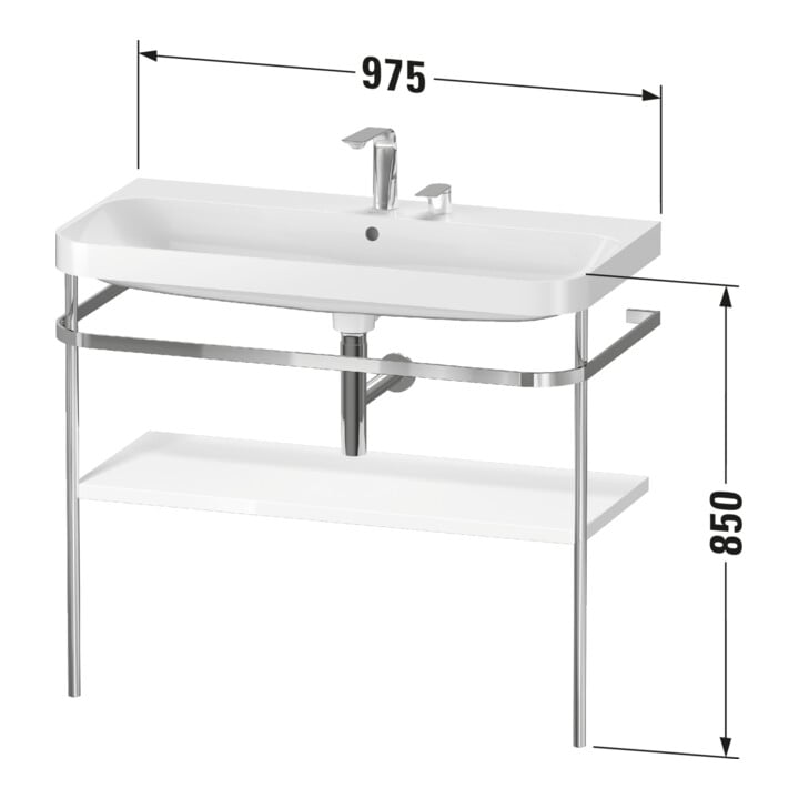 Duravit Meuble lavabo Happy D.2 Plus 97,5x49 cm, 2 Tiroirs, graphite mat, avec console