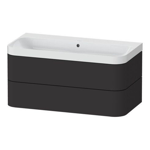 Duravit Meuble lavabo Happy D.2 Plus 97,5x49 cm, sans trou, graphite mat, 2 tiroirs