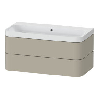 Duravit Meuble lavabo Happy D.2 Plus 97,5x49cm, sans trou, Tau satiné, 2 tiroirs