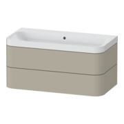 Duravit Meuble lavabo Happy D.2 Plus 97,5x49cm, sans trou, Tau satiné, 2 tiroirs