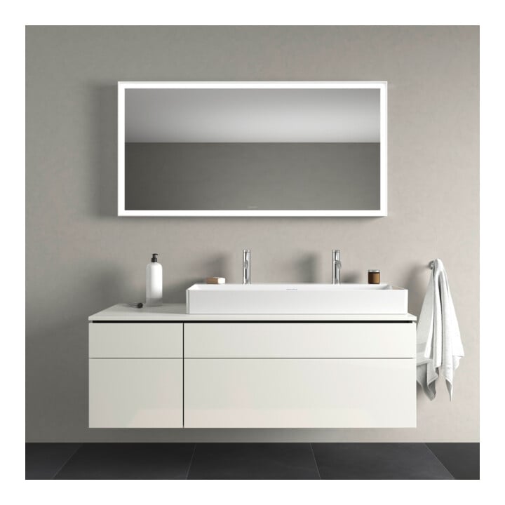 Duravit Meuble lavabo sablé DuraSquare 100x47 cm, 2 Trous, sans trop-plein, avec trop-plein, blanc
