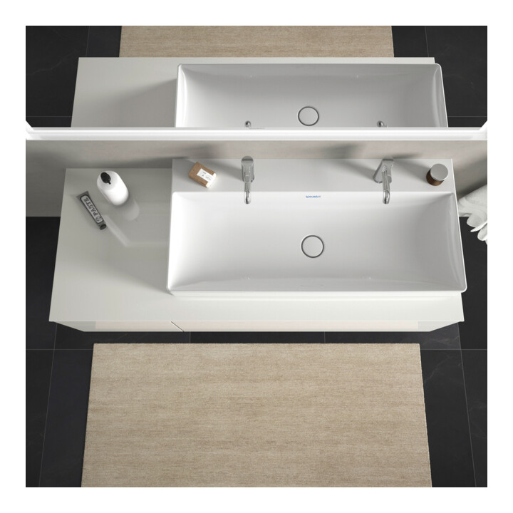 Duravit Meuble lavabo sablé DuraSquare 100x47 cm, 2 Trous, sans trop-plein, avec trop-plein, blanc