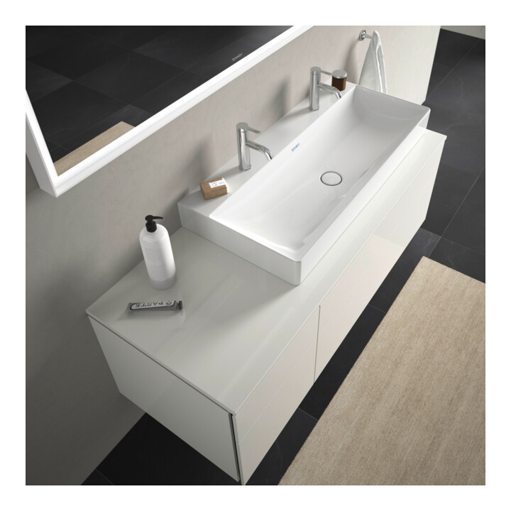 Duravit Meuble lavabo sablé DuraSquare 100x47 cm, 2 Trous, sans trop-plein, avec trop-plein, blanc