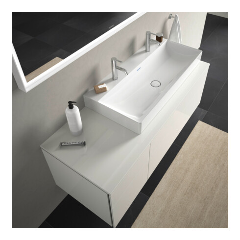 Duravit Meuble lavabo sablé DuraSquare 100x47 cm, 2 Trous, sans trop-plein, avec trop-plein, blanc