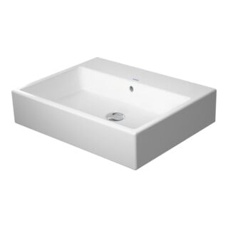 Duravit Meuble lavabo satiné Vero Air 60x47 cm, blanc, sans trop-plein, avec trou robinet, planche à trous