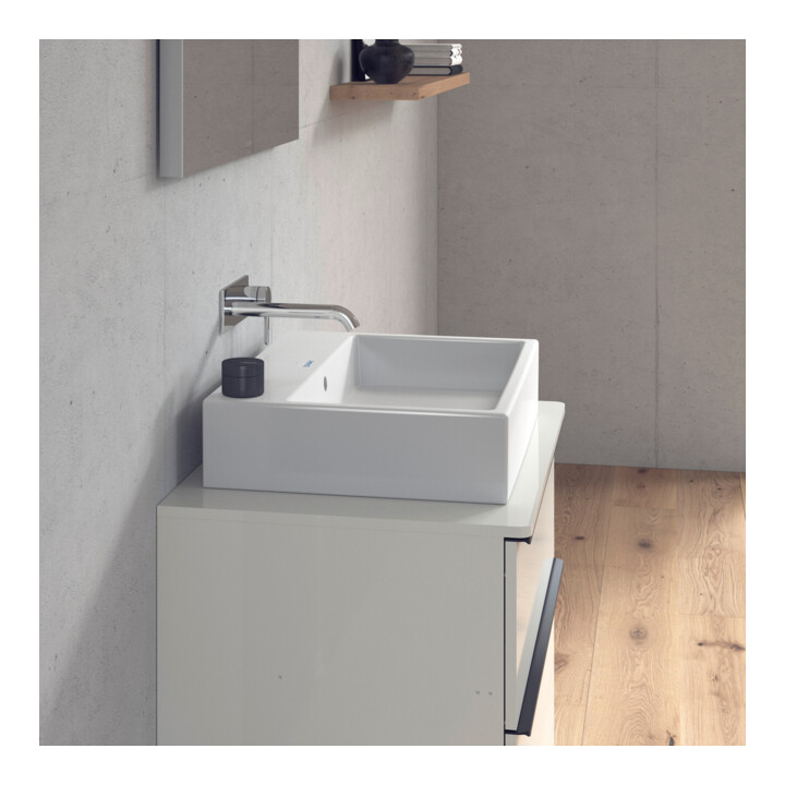 Duravit Meuble lavabo satiné Vero Air 60x47 cm, blanc, sans trop-plein, avec trou robinet, planche à trous