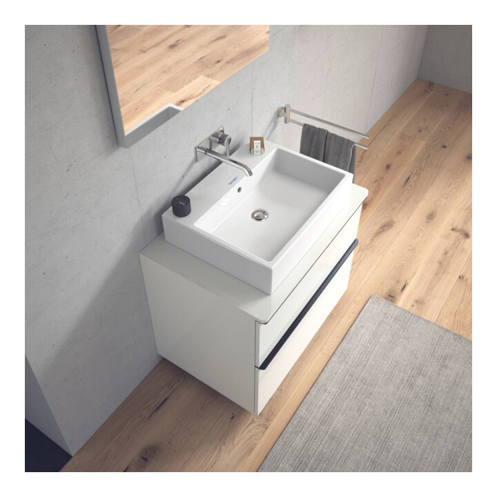 Duravit Meuble lavabo satiné Vero Air 60x47 cm, blanc, sans trop-plein, avec trou robinet, planche à trous