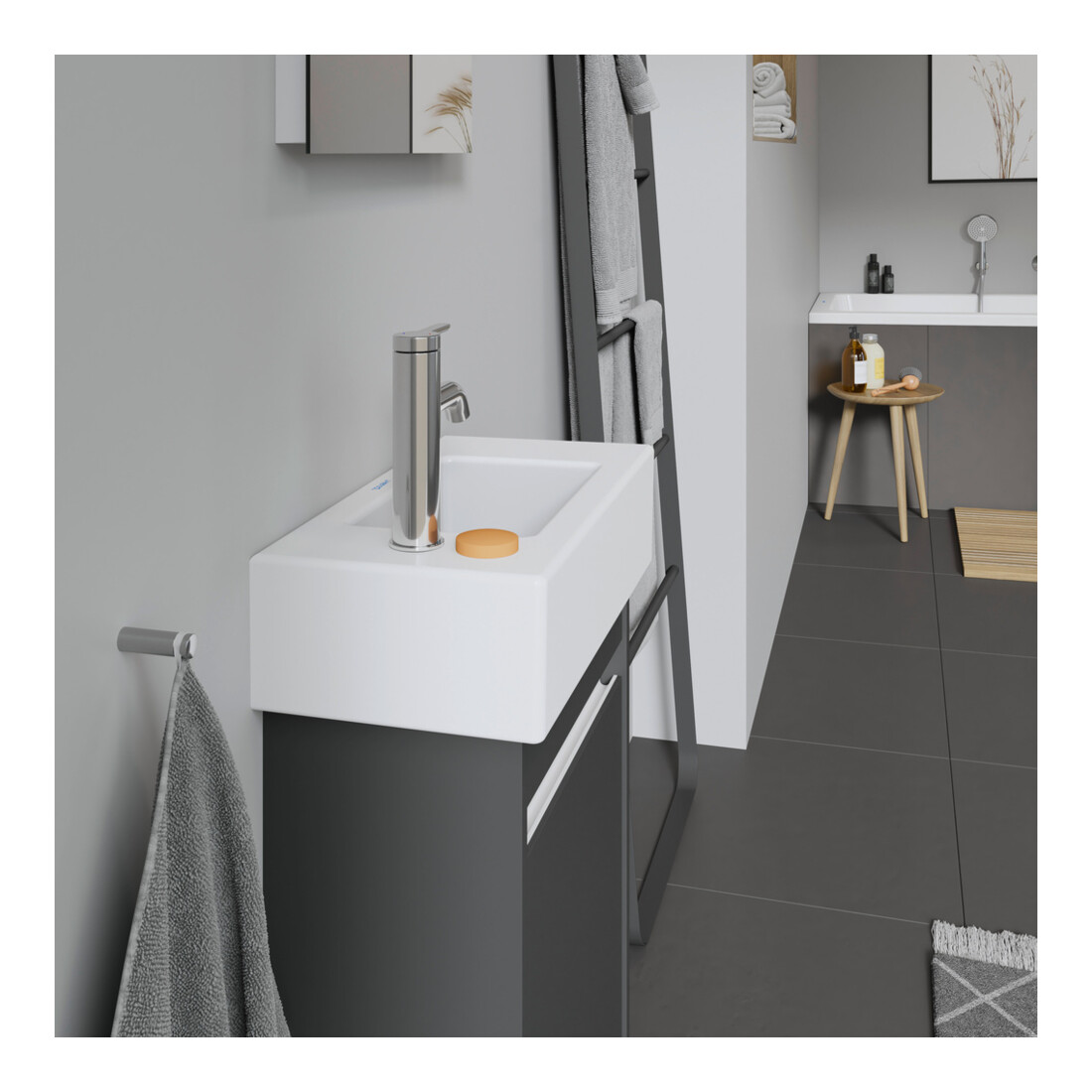 Duravit Meuble lavabo Vero 50x25 cm, avec trop-plein, 2 trous prévus, blanc