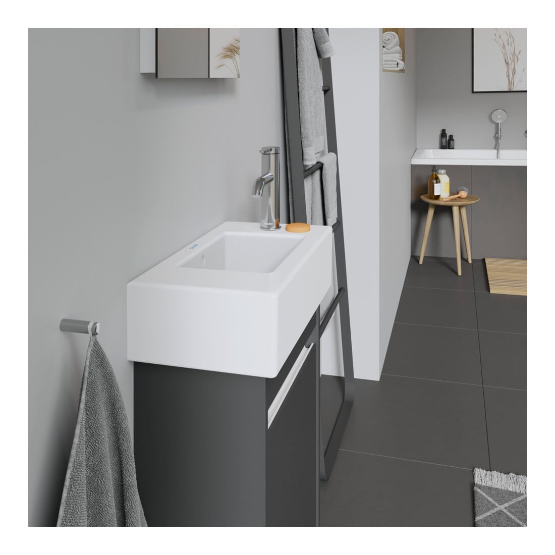 Duravit Meuble lavabo Vero 50x25 cm, avec trop-plein, 2 trous prévus, blanc