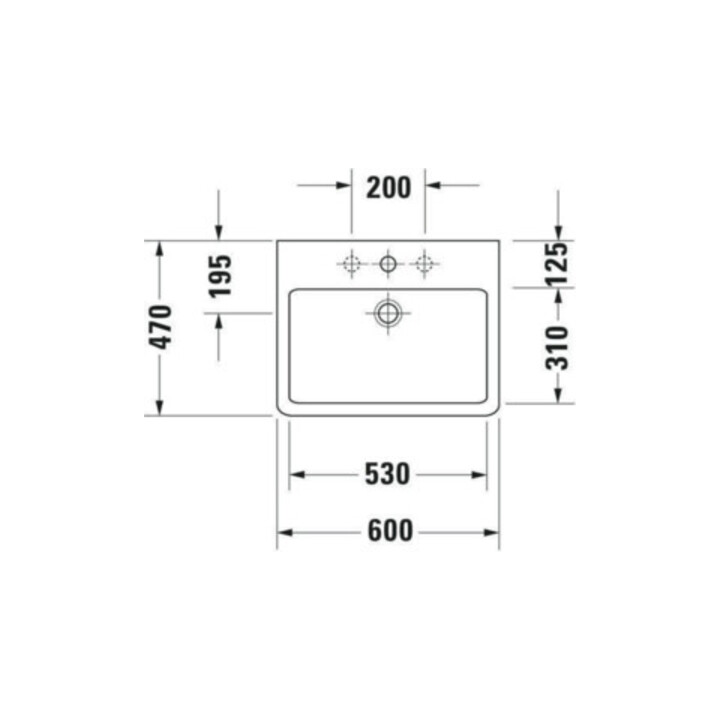 Duravit Meuble lavabo Vero 60x47 cm, blanc, avec trop-plein et perçage robinet