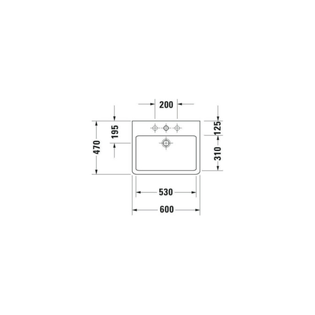 Duravit Meuble lavabo Vero 60x47 cm, blanc, avec trop-plein et perçage robinet