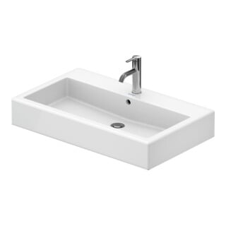 Duravit Meuble lavabo Vero 80x47 cm, blanc, fermé, avec trou robinet, trop-plein, trou bonde