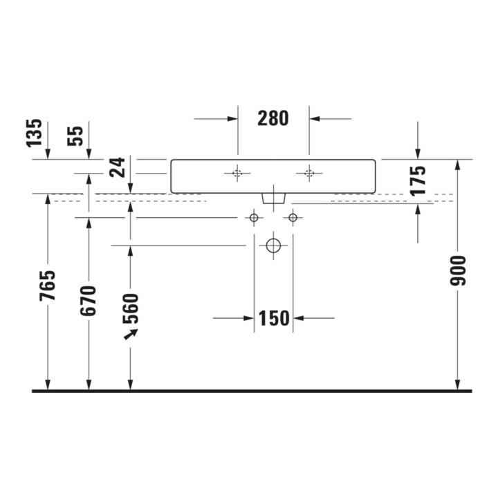 Duravit Meuble lavabo Vero 80x47 cm, blanc, fermé, avec trou robinet, trop-plein, trou bonde