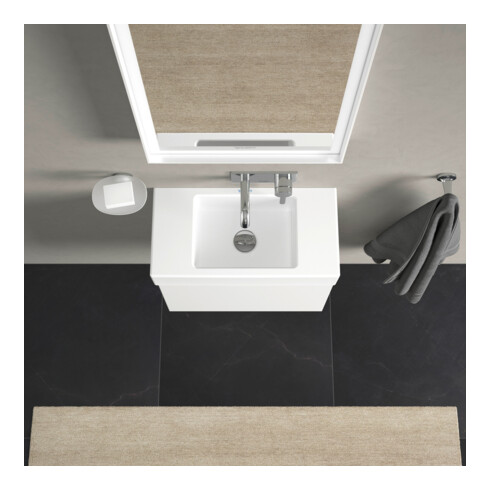 Duravit Meuble lavabo Vero Air 50x25 cm, sans trop-plein, avec SBL, sans perçage robinet, blanc