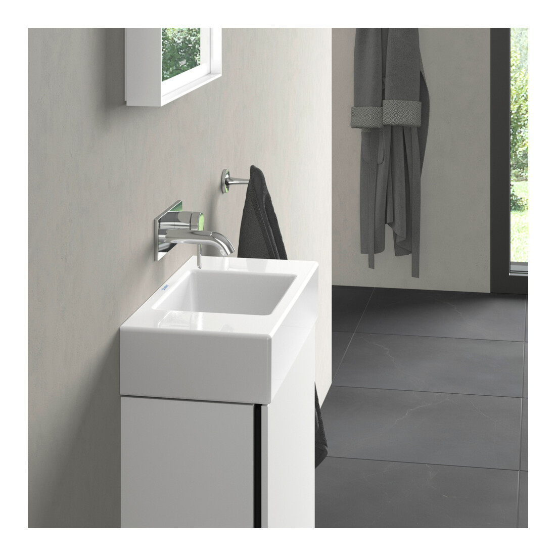 Duravit Meuble lavabo Vero Air 50x25 cm, sans trop-plein, avec SBL, sans perçage robinet, blanc