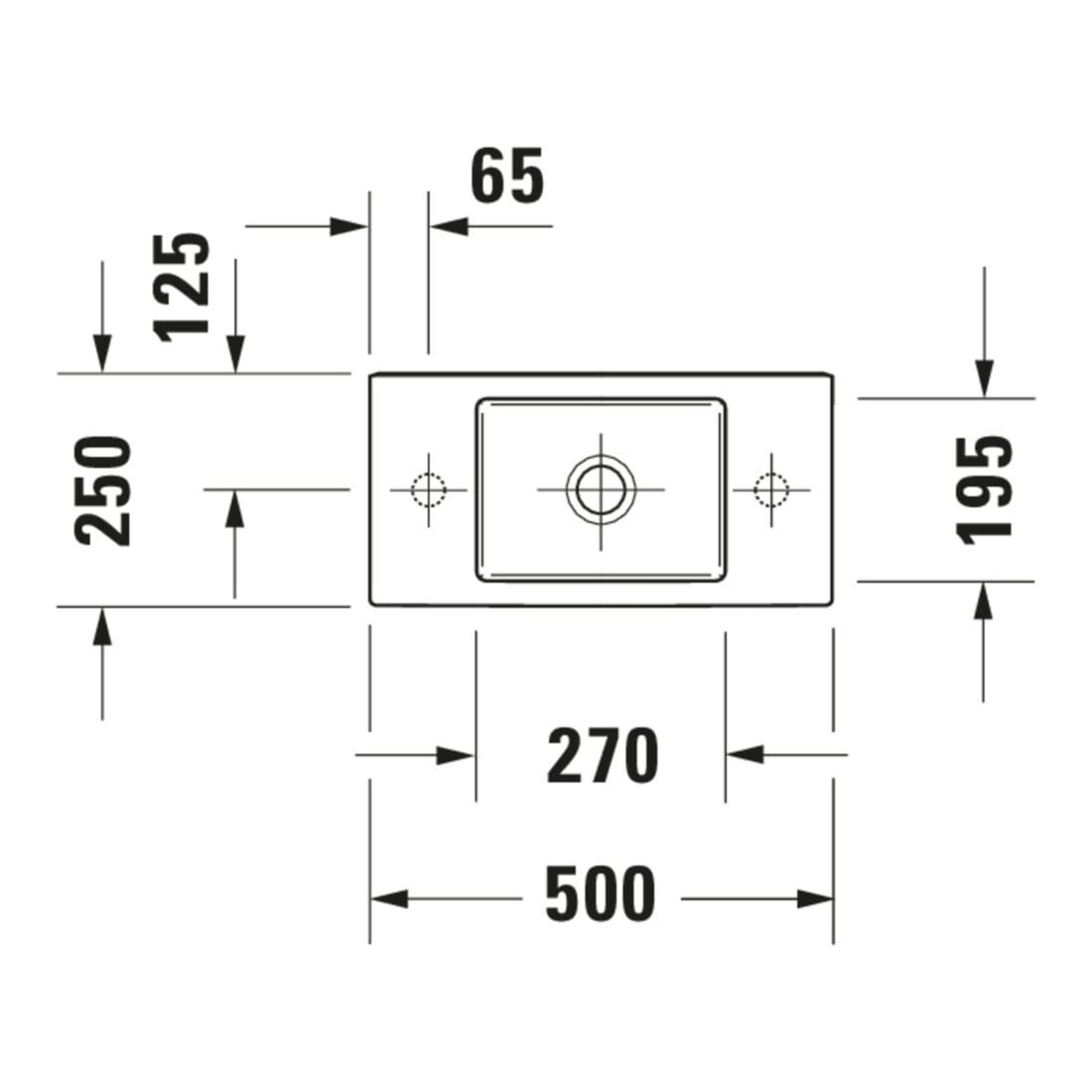 Duravit Meuble-lavabo Vero Air 50x25 cm, sans trop-plein, avec vidage, vidage à gauche, blanc