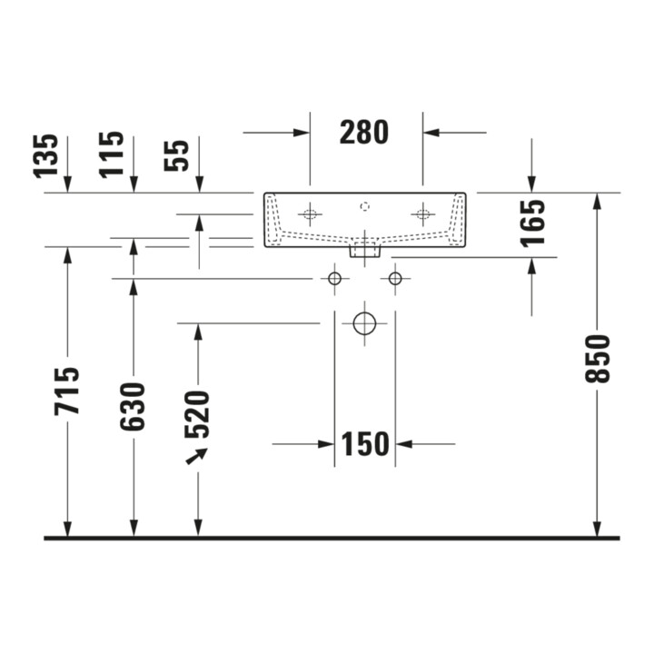 Duravit Meuble lavabo Vero Air 50x47 cm, blanc, mitigeur, sans trop-plein, avec planche pour robinetterie
