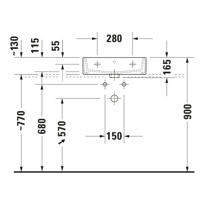 Duravit Meuble lavabo Vero Air 50x47 cm, blanc, sans trop-plein, avec trou robinet, plan robinetière