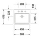 Duravit Meuble lavabo Vero Air 50x47cm, blanc, sans trou robinet, avec tablette trou robinet