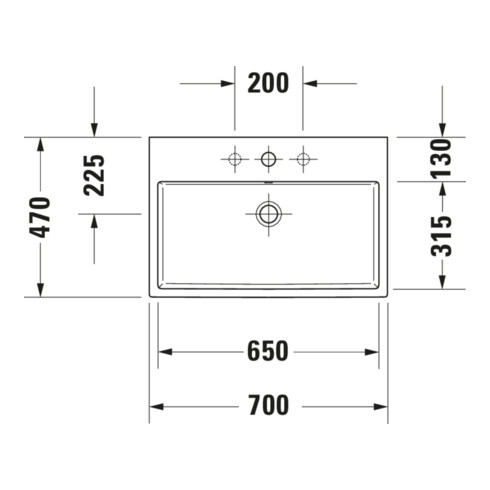 Duravit Meuble lavabo Vero Air 70x47 cm, blanc, avec trou robinet, sans trop-plein, avec tablette pour robinet