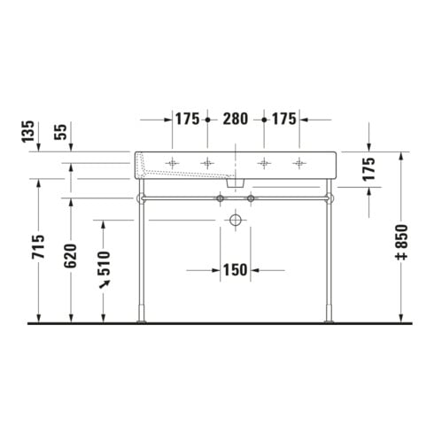 Duravit Meuble lavabo Vero avec trou robinet, 100x47 cm, blanc