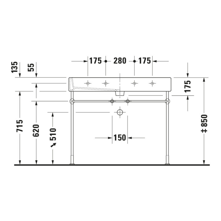 Duravit Meuble lavabo Vero avec trou robinet, 100x47 cm, blanc