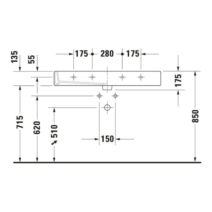 Duravit Meuble lavabo Vero avec trou robinet, 100x47 cm, blanc